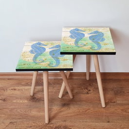 Hanah Home Mesas Nido 2Shp314 - Azul Marino, Verde y Beige